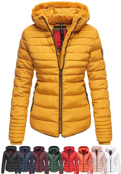 Marikoo Amber Damen Winter Steppjacke mit Teddyfell Große Rabatte