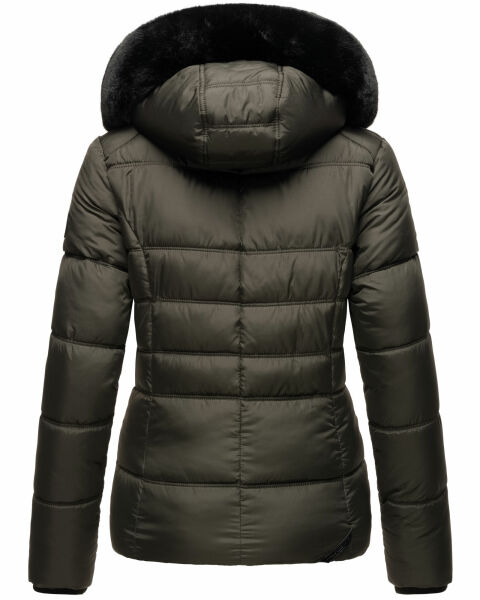 Marikoo Loveleen Damen Winter Steppjacke mit Teddyfell und Fellkragen Räumungsverkauf