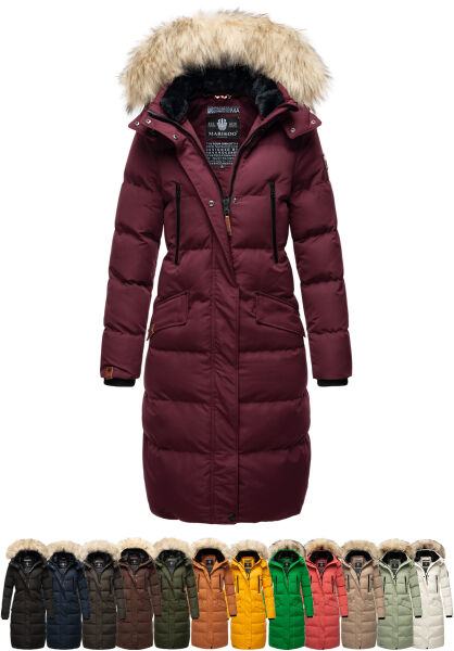 Marikoo Schneesternchen Damen lange Winter Steppjacke mit Kapuze Tägliche Deals