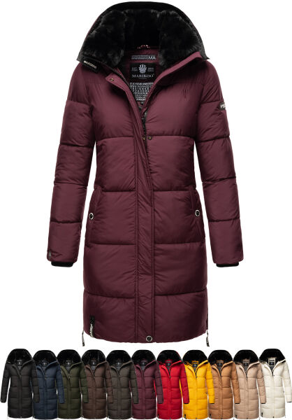 Marikoo Streliziaa Damen lange Winter Steppjacke Fellkragen Sonderangebote