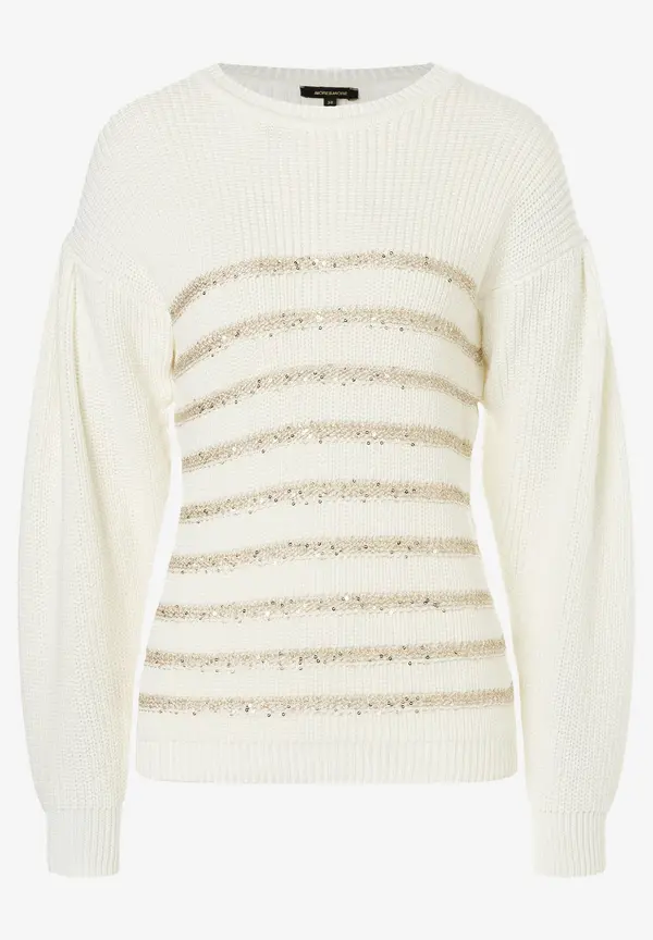 More & More Pullover mit Paillettenstreifen, ecru, Herbst-Kollektion Bis zu 55% Rabatt