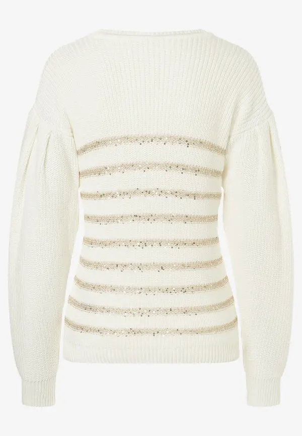 More & More Pullover mit Paillettenstreifen, ecru, Herbst-Kollektion Bis zu 55% Rabatt