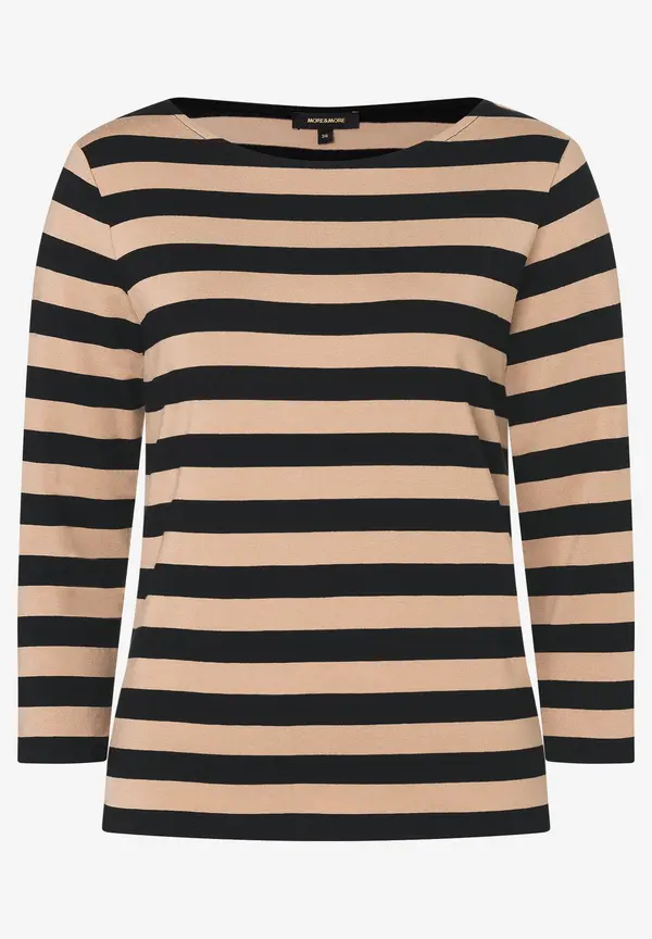 More & More Streifenshirt, schwarz/beige Online