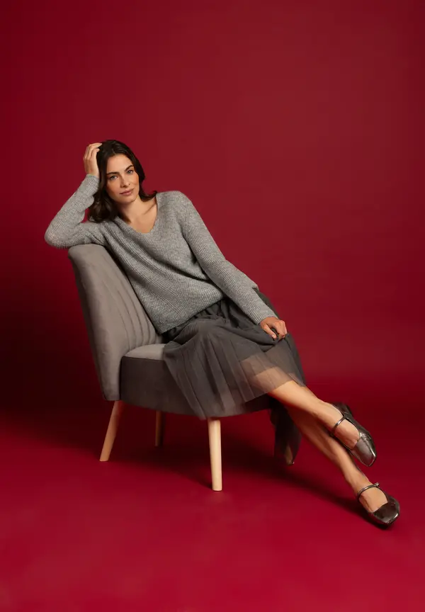 More & More Meshrock, grau, Herbst-Kollektion Fabrikpreis