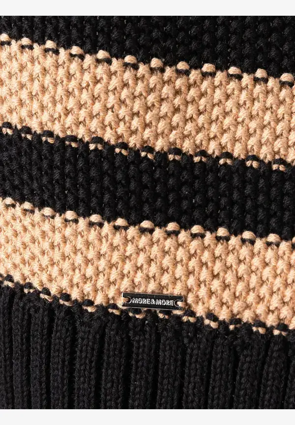 More & More Strukturpullover mit Streifen, schwarz/beige Begrenztes Angebot