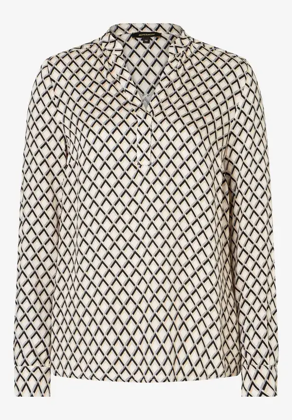 More & More Viskosebluse, schwarz/beige/ecru, Herbst-Kollektion Neuheiten