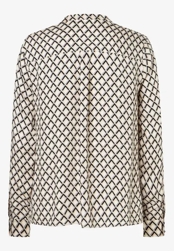 More & More Viskosebluse, schwarz/beige/ecru, Herbst-Kollektion Neuheiten