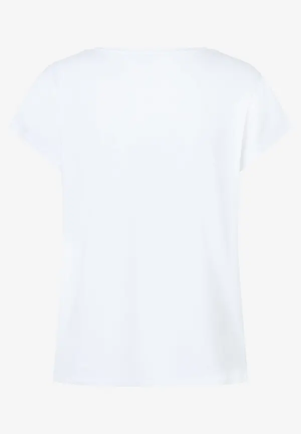 More & More T-Shirt mit Strass-Schriftzug, weiß Super Sparpreis
