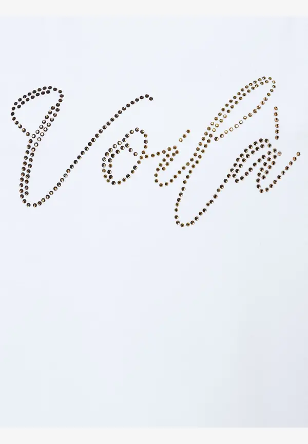 More & More T-Shirt mit Strass-Schriftzug, weiß Super Sparpreis