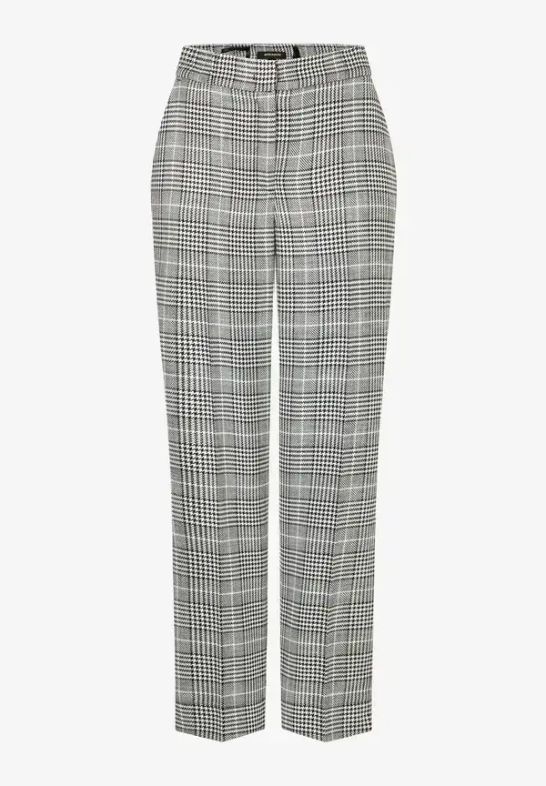 More & More Glencheck Hose, schwarz/ecru, Herbst-Kollektion Begrenzte Freigabe
