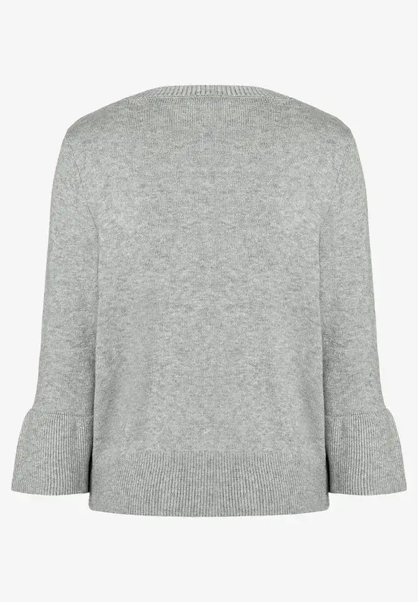 More & More Pullover mit Volantärmel, grau melange, Herbst-Kollektion Letzter Tag