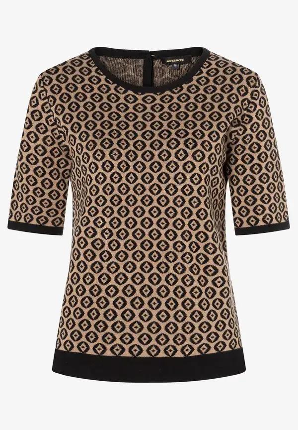 More & More Halbarm-Pullover mit Jacquardmuster, Herbst-Kollektion Bis zu 65% Rabatt