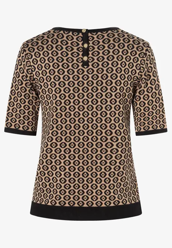 More & More Halbarm-Pullover mit Jacquardmuster, Herbst-Kollektion Bis zu 65% Rabatt