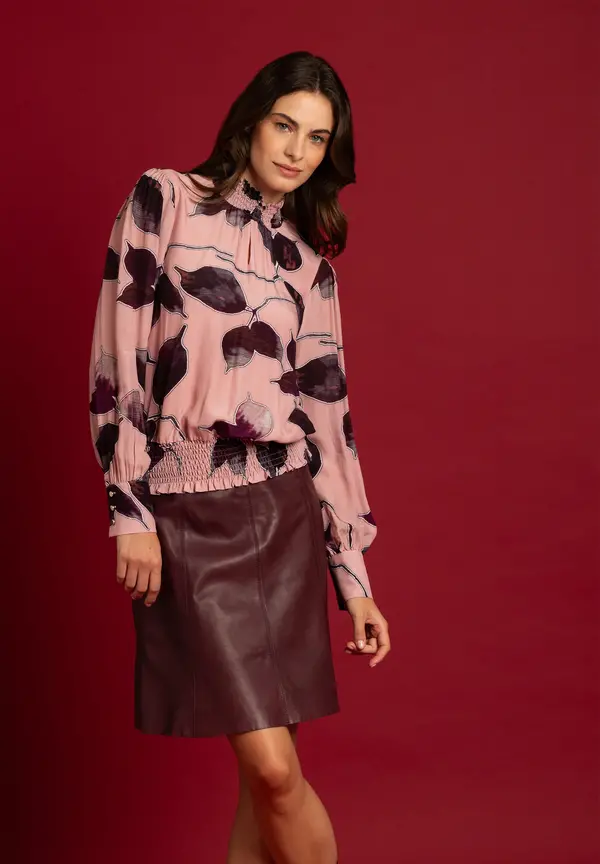 More & More Viskosebluse, Blätterprint, Herbst-Kollektion Super Rabatt