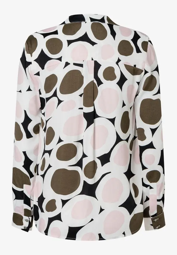 More & More Printbluse, rosé/olive/schwarz, Herbst-Kollektion 2025