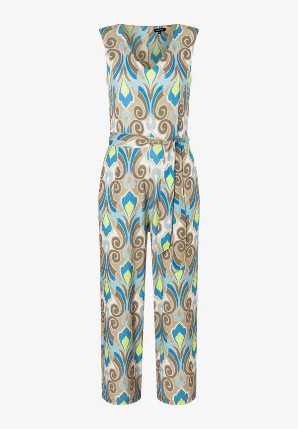 More & More Jersey Jumpsuit, Ornament-Print, lime/khaki/blau Fabrik Onlineshop