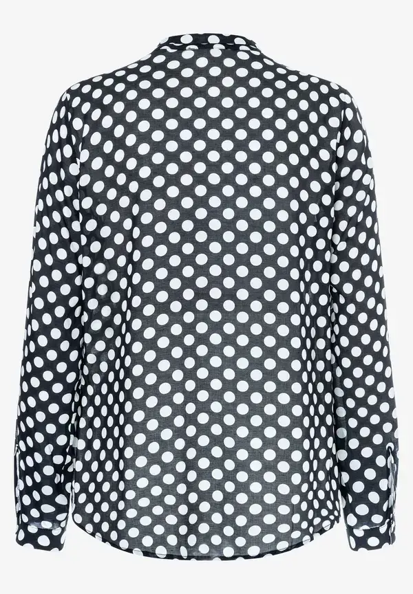 More & More Viskosebluse mit Tupfenprint, marine/weiß, Frühjahrs-Kollektion Super Sparpreis
