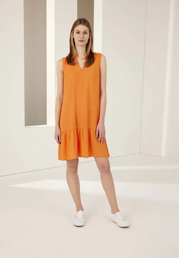 More & More Leinen/Viskose Kleid, fresh orange, Sommer-Kollektion Sonderangebot der Fabrik