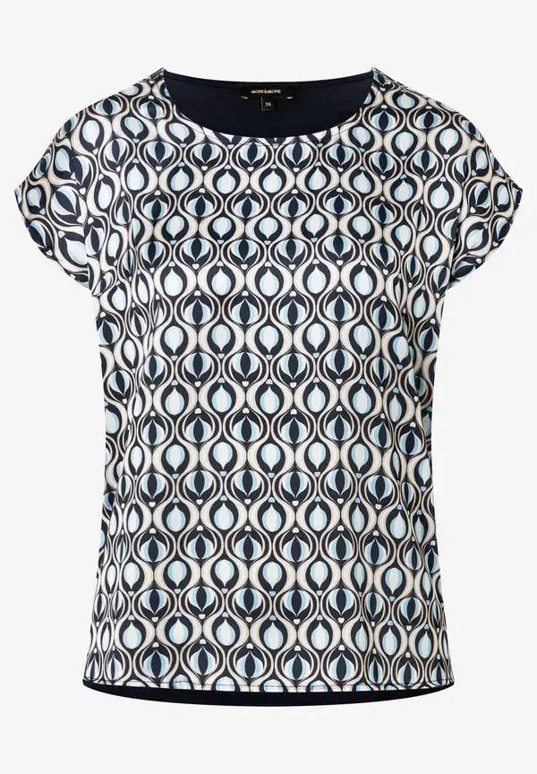 More & More Blusenshirt, grafischer Print, marine/hellblau, Frühjahrs-Kollektion Super Rabatt