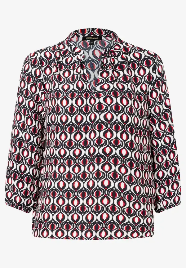 More & More Viskosebluse, grafischer Print, marine/rot, Frühjahrs-Kollektion Kostenloser Versand international