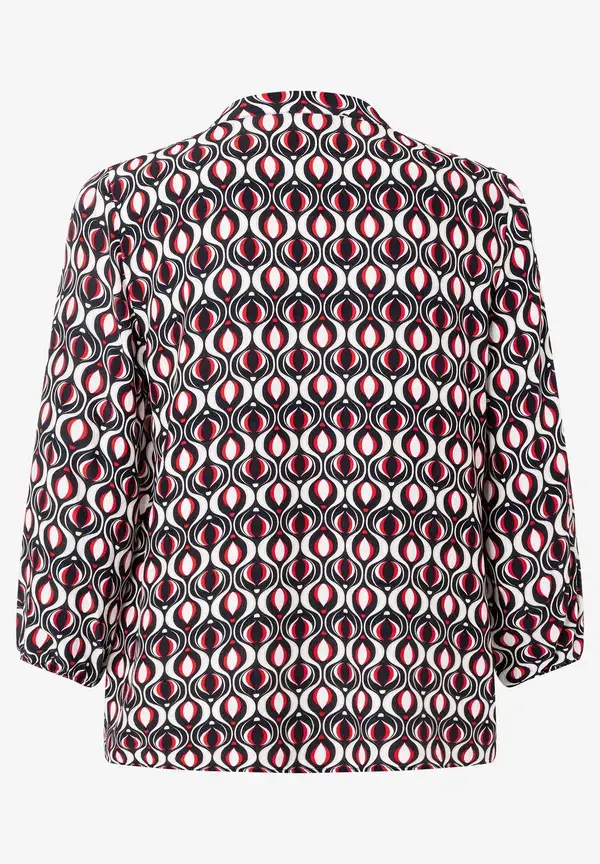 More & More Viskosebluse, grafischer Print, marine/rot, Frühjahrs-Kollektion Kostenloser Versand international