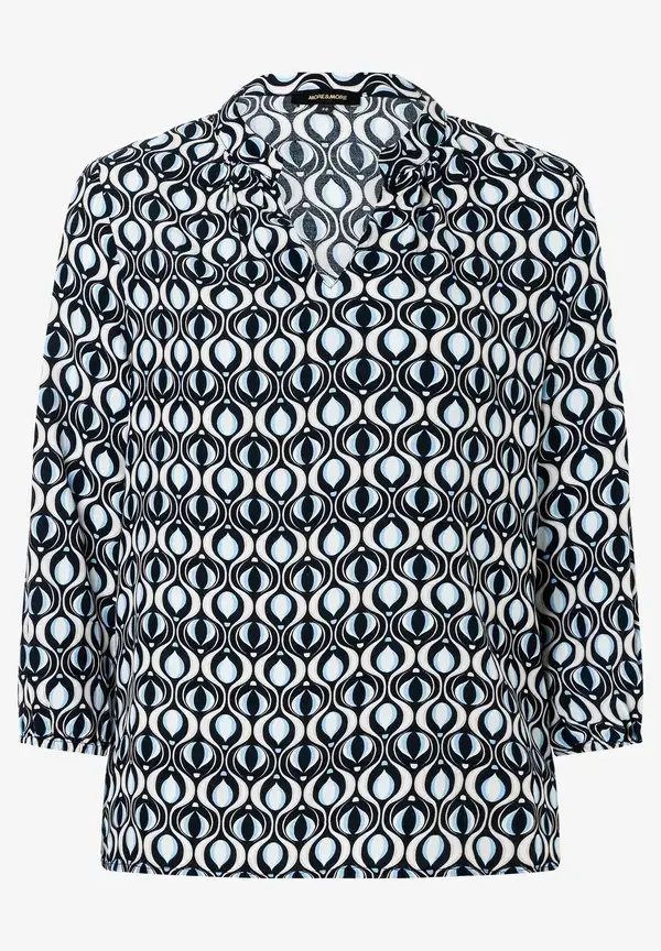 More & More Viskosebluse, grafischer Print, marine/hellblau, Frühjahrs-Kollektion Rabatte dieses Monats