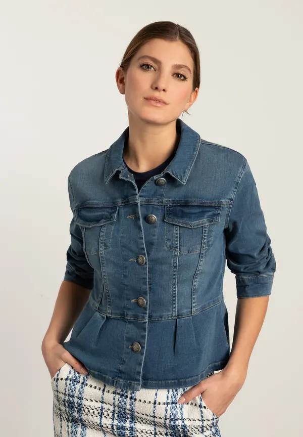More & More Jeansjacke mit Schößchen, Frühjahrs-Kollektion Schlussverkauf