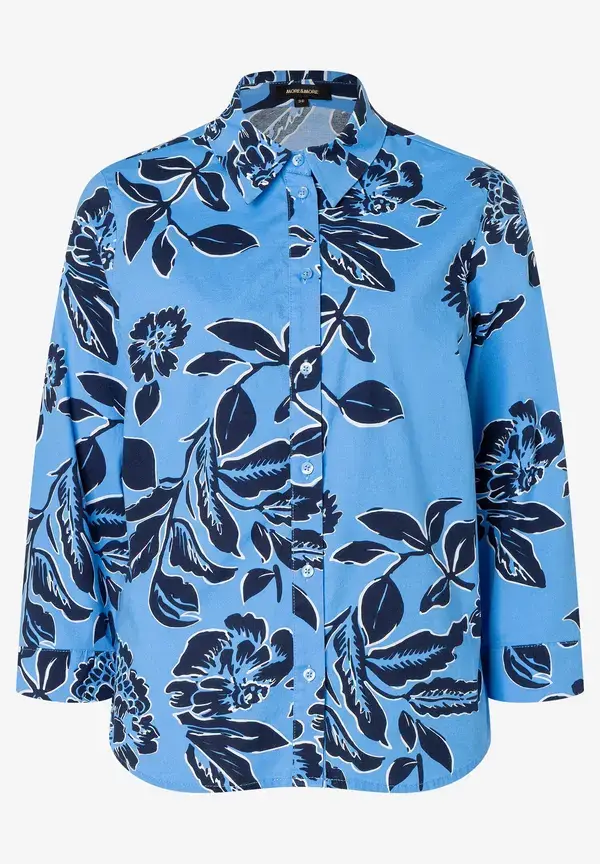 More & More Hemdbluse, Flowerprint, hellblau/marine, Frühjahrs-Kollektion Günstig kaufen