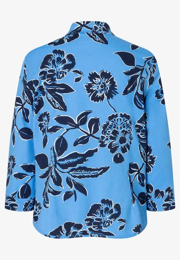 More & More Hemdbluse, Flowerprint, hellblau/marine, Frühjahrs-Kollektion Günstig kaufen
