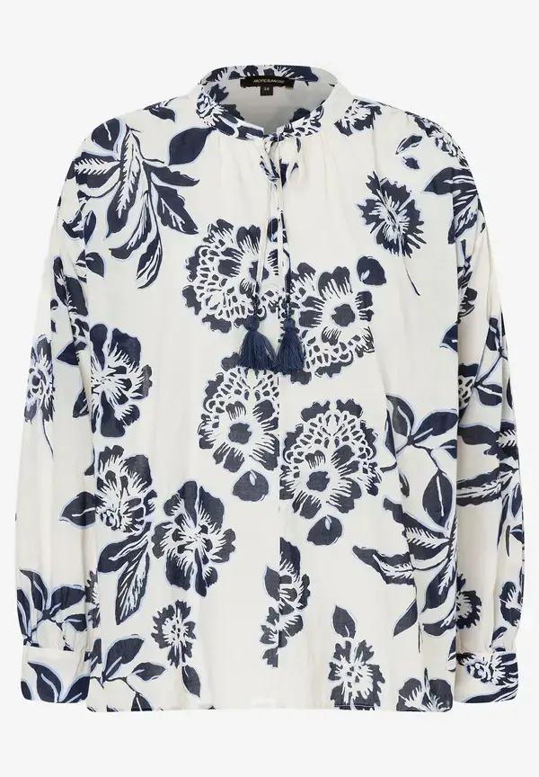 More & More Baumwollbluse, weiß/marine, Frühjahrs-Kollektion Flash Sale