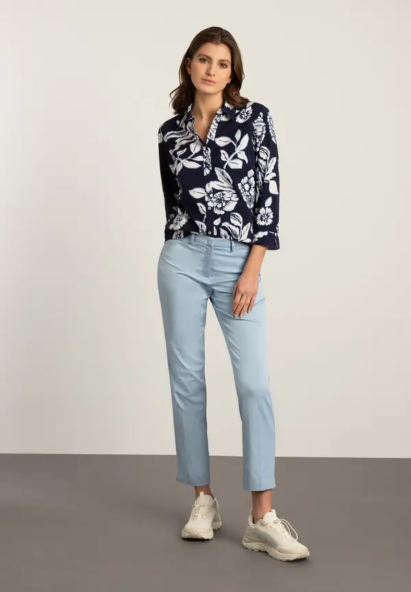 More & More Hemdbluse, Flowerprint, marine/weiß, Frühjahrs-Kollektion Exklusivangebot