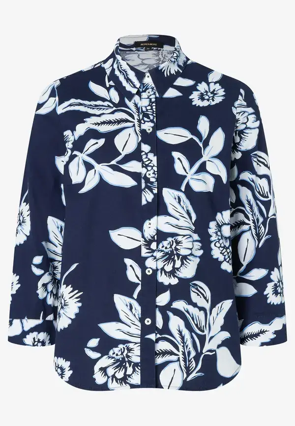 More & More Hemdbluse, Flowerprint, marine/weiß, Frühjahrs-Kollektion Exklusivangebot