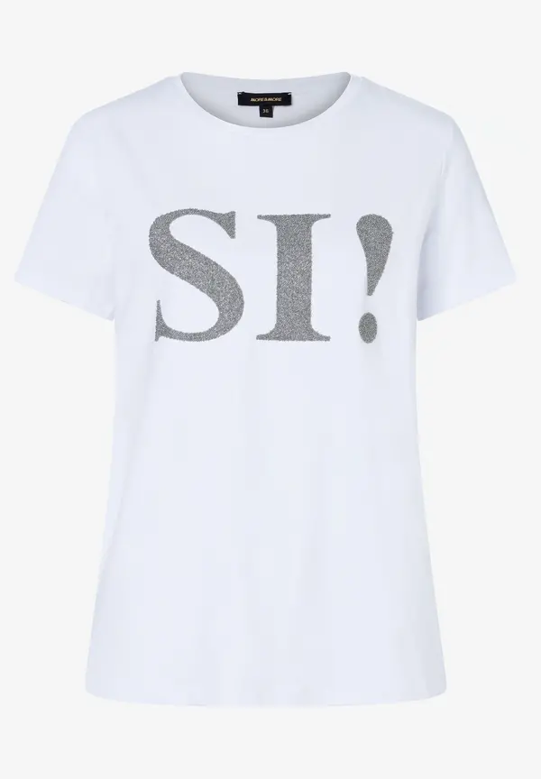 More & More T-Shirt mit Perlenaufschrift, weiß, Herbst-Kollektion Riesige Ersparnisse