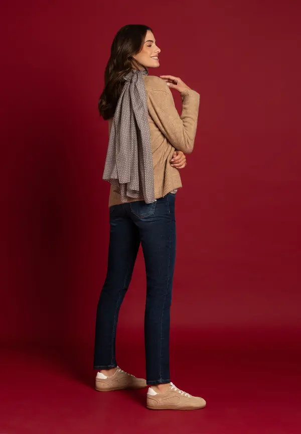 More & More Schal mit Minimal-Print, beige/schwarz/ecru, Herbst-Kollektion Letzte 3 Tage