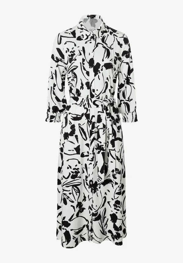 More & More fließendes Hemdblusenkleid, ecru/schwarz, Frühjahrs-Kollektion 50% Rabatt für begrenzte Zeit
