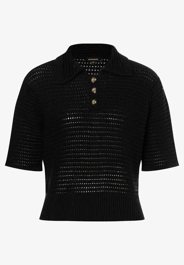 More & More Ajour Pullover mit Kragen, schwarz, Frühjahrs-Kollektion Hotsell