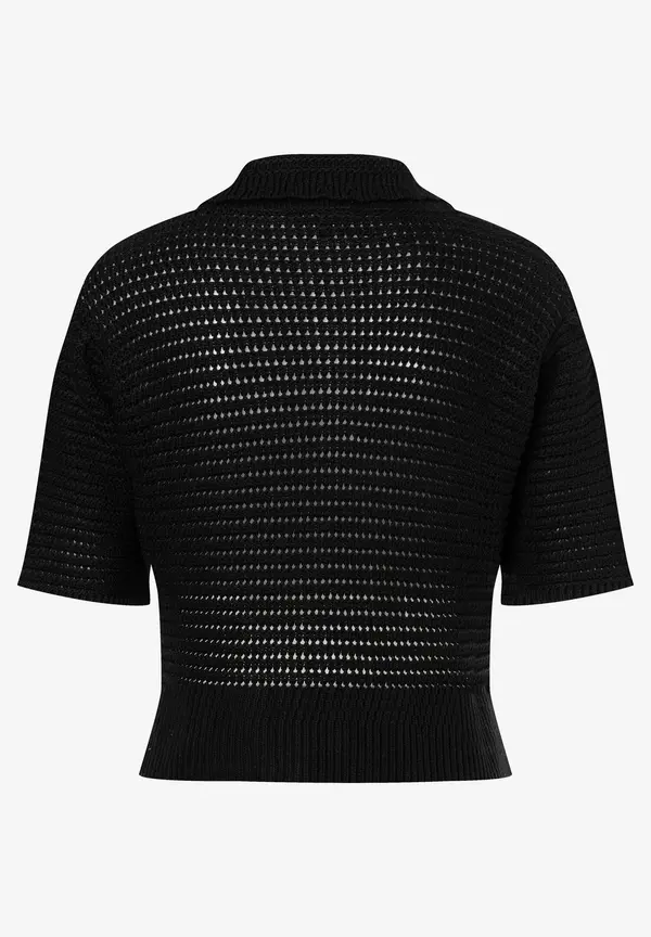 More & More Ajour Pullover mit Kragen, schwarz, Frühjahrs-Kollektion Hotsell