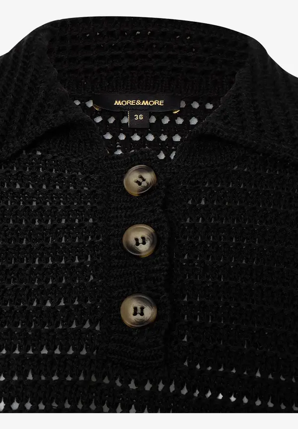 More & More Ajour Pullover mit Kragen, schwarz, Frühjahrs-Kollektion Hotsell