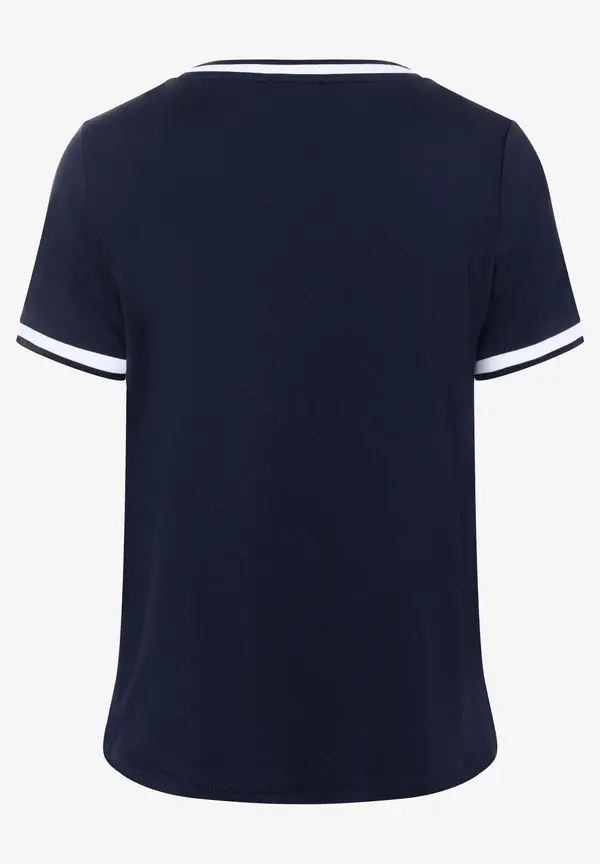 More & More Blusenshirt mit Kontrastabschlüssen, marine/weiß, Frühjahrs-Kollektion Cyber Monday