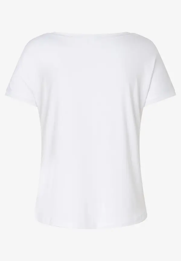 More & More T-Shirt mit Chiffonkante, weiß, Frühjahrs-Kollektion Jubiläumsangebot