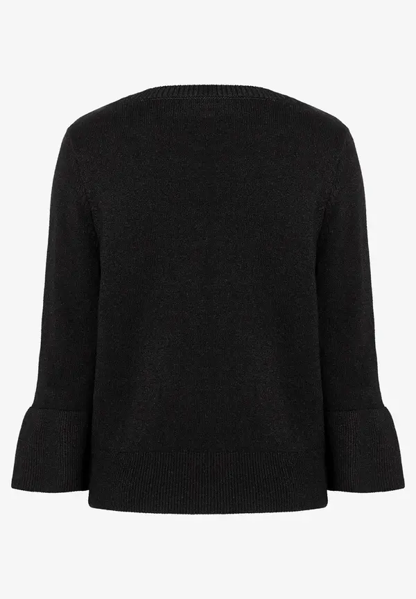 More & More Pullover mit Volantärmel, schwarz, Herbst-Kollektion Wochenangebot