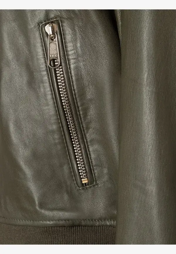 More & More Lederblouson, oliv Zeitbegrenzte Promotion