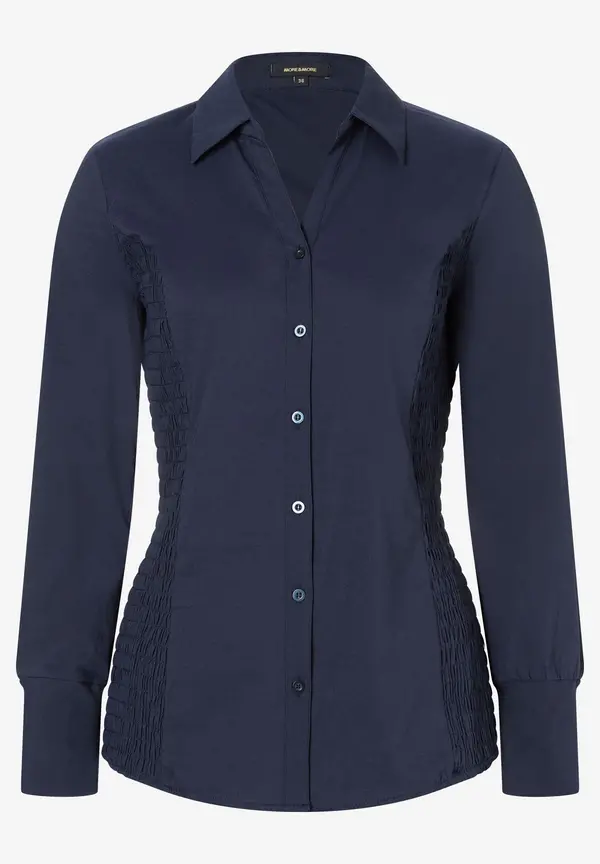 More & More Hemdbluse mit Smok-Einsatz, marine Outlet
