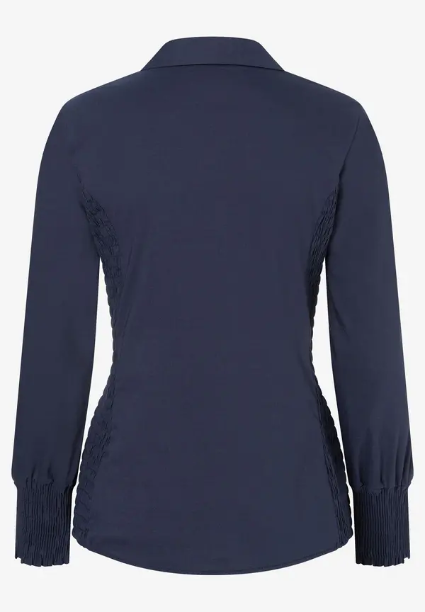 More & More Hemdbluse mit Smok-Einsatz, marine Outlet
