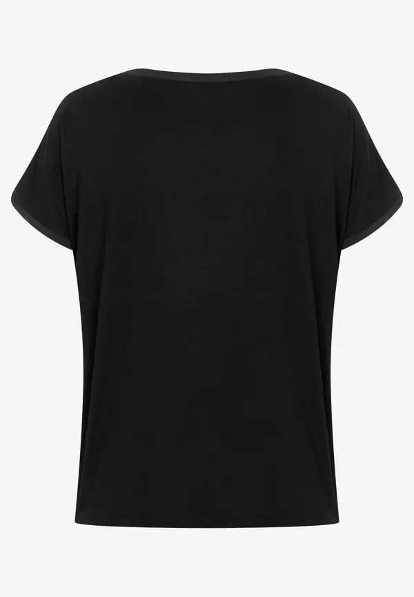 More & More T-Shirt mit Chiffonkante, schwarz, Frühjahrs-Kollektion Kostenloser Versand