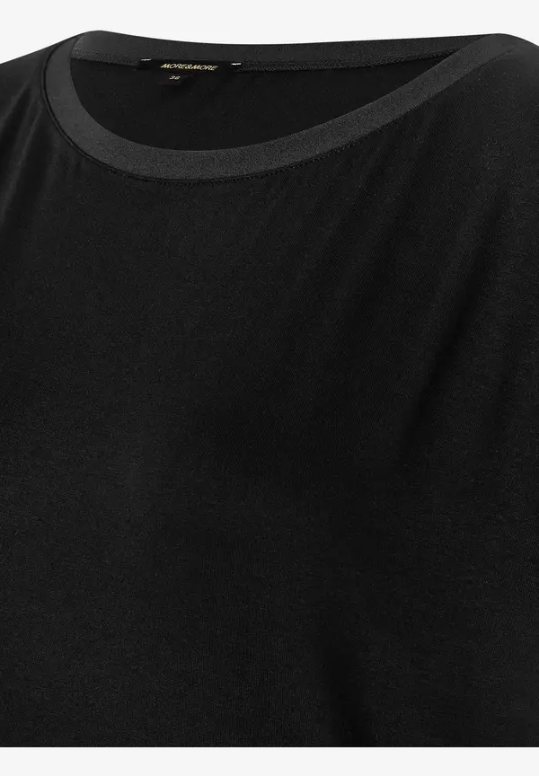 More & More T-Shirt mit Chiffonkante, schwarz, Frühjahrs-Kollektion Kostenloser Versand