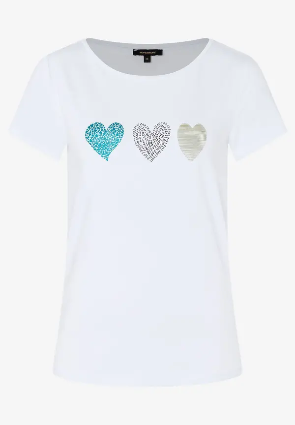 More & More T-Shirt mit Herz-Print, weiß, Frühjahrs-Kollektion Günstig kaufen