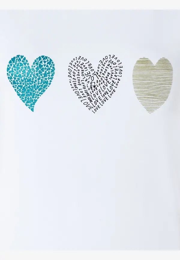 More & More T-Shirt mit Herz-Print, weiß, Frühjahrs-Kollektion Günstig kaufen