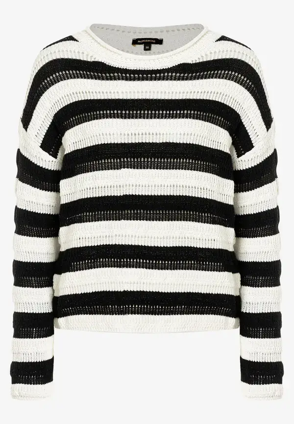 More & More Pullover, schwarz/weiß gestreift, Frühjahrs-Kollektion VIP-Rabatte