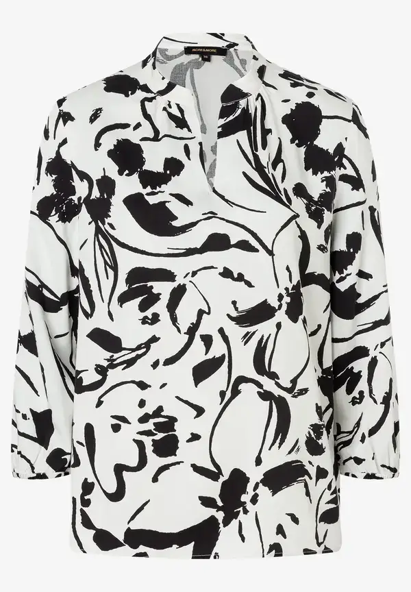 More & More Printbluse, schwarz/ecru, Frühjahrs-Kollektion Tiefpreis